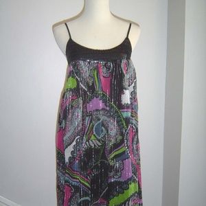 LIPSY LONDON MOD SILK CHIFFON METALLIC SEQUIN DRESS M 6